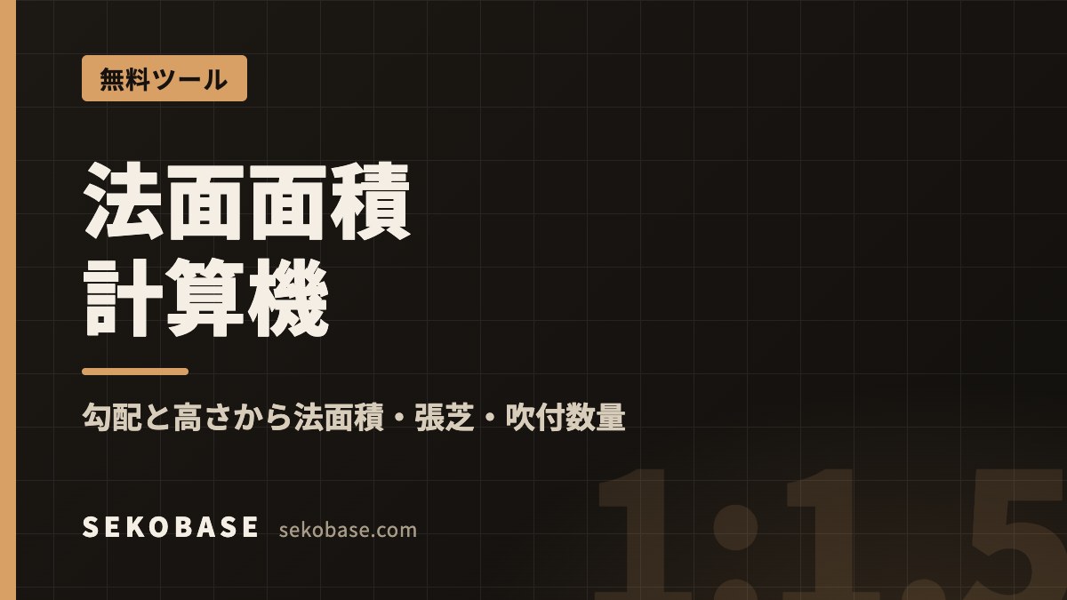 法面面積計算機｜勾配と高さから法面積・張芝・吹付数量